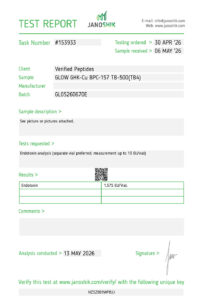 GLOW Peptide Endotoxin Certificate of Analysis Lab Test Report May 2026