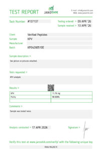 KPV Peptide Purity Certificate of Analysis Lab Test Report April 2026