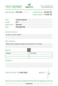 KPV Peptide Endotoxin Certificate of Analysis Lab Test Report April 2026