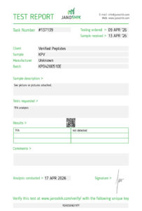 KPV Peptide TFA Certificate of Analysis Lab Test Report April 2026