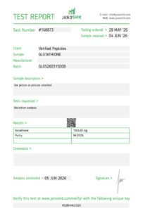 Glutathione Peptide Purity Certificate of Analysis Lab Test Report June 2026