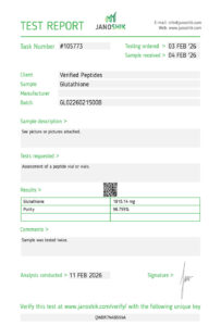 Glutathione Peptide Purity Certificate of Analysis Lab Test Report February 2026