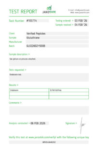 Glutathione Peptide Endotoxin Certificate of Analysis Lab Test Report February 2026