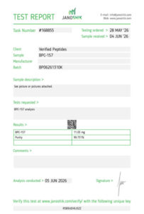 BPC-157 Peptide Purity Certificate of Analysis Lab Test Report June 2026