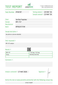 BPC-157 Peptide Purity Certificate of Analysis Lab Test Report May 2026